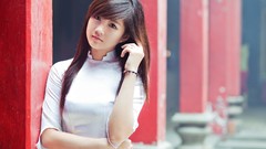 Woman asians brunettes bangs models vietnamese Viet Nam Trinnie 