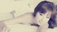 Woman asians brunettes lying down cleavage