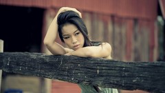 Woman asians brunettes models black hair