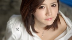 Woman asians brunettes models Korean fur rug Han Ga Eun