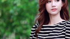 Woman asians brunettes vietnamese Viet Nam striped clothing