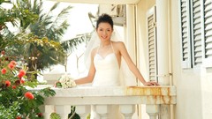 Woman asians brunettes white dress