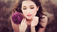 Woman asians closed eyes