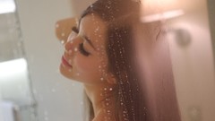 Woman asians closed eyes brunettes