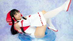 Woman asians hakurei reimu touhou miko cosplay detached sleeves 