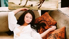 Woman asians idol closed eyes models Leah Dizon