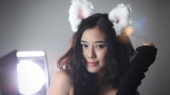 Woman asians lingerie brunettes models cat ears Korean bunny 