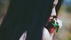 Woman asians long hair black hair