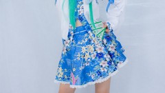 Woman asians long hair blue eyes bangs kochiya sanae green hair 