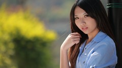 Woman asians long hair brunettes depth of field