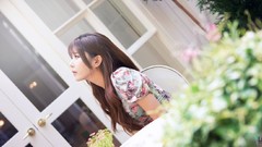 Woman asians long hair brunettes models Korean Heo Yun Mi