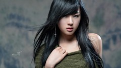 Woman asians long hair models Korean Hwang Mi Hee