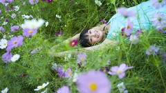 Woman asians models arms raised