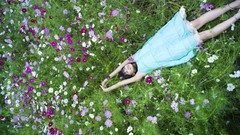 Woman asians models arms raised