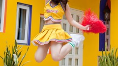 Woman asians models arms raised