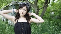 Woman asians models arms raised