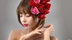 Woman asians models Korean Simple Background Heo Yoon Mi