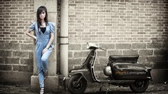 Woman asians models motorbikes high heels Viet Nam