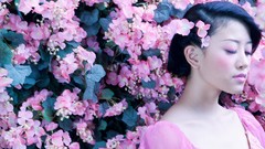 Woman asians purple dress