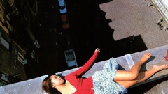 Woman asians skirts brunettes lying down rooftops