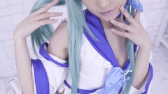 Woman asians skirts kochiya sanae green hair touhou miko 