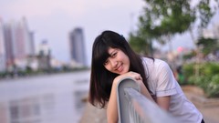 Woman asians smiling bangs Viet Nam