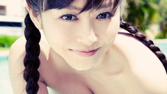 Woman asians smiling braids cleavage Anri Sugihara Japanese 