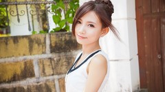 Woman asians smiling brunettes