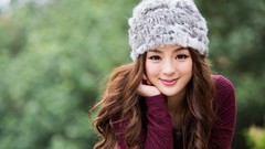 Woman asians smiling brunettes models