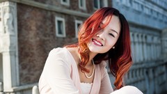 Woman asians smiling redheads