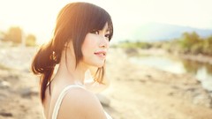Woman asians sunlight black hair