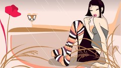 Woman asians vectors striped legwear