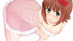 Woman ass Anime anime girls green eyes brunettes ecchi cleavage 