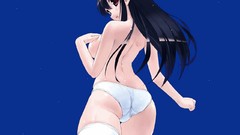 Woman ass Anime blue background red eyes stockings anime girls 