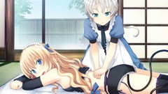 Woman ass Anime dress white hair sitting blondes anime girls 