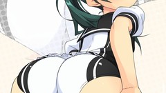 Woman ass Anime stockings anime girls green eyes green hair 