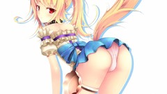 Woman ass Anime white background red eyes blondes anime girls 