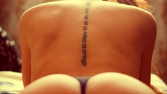 Woman ass back blondes tattoos long hair brunettes bikini 