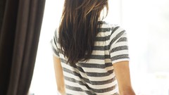 Woman ass brunettes panties striped lingerie striped clothing 