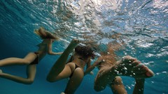 Woman ass bubbles underwater models bikini swimsuits group of 