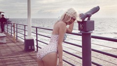 Woman ass embankment telescope Russian blondes models bikini 
