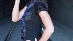 Woman ass glasses tie stockings lingerie panties Justine Jewel