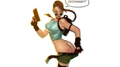 Woman ass glasses white background lara croft orochimaru 