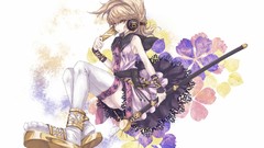 Woman ass headphones Anime dress stockings anime girls brown 