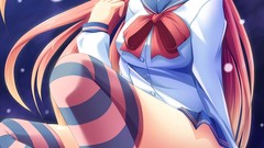 Woman ass headphones Anime sitting schoolgirls stockings pink 