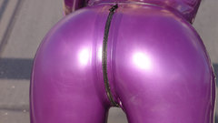 Woman ass latex catsuits