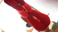 Woman ass legs stockings boobs