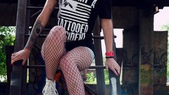 Woman ass legs tattoos lingerie boobs