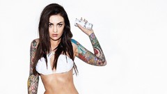 Woman ass legs tattoos lingerie boobs Simple Background 