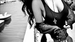 Woman ass legs tattoos models boobs nipples through clothing 